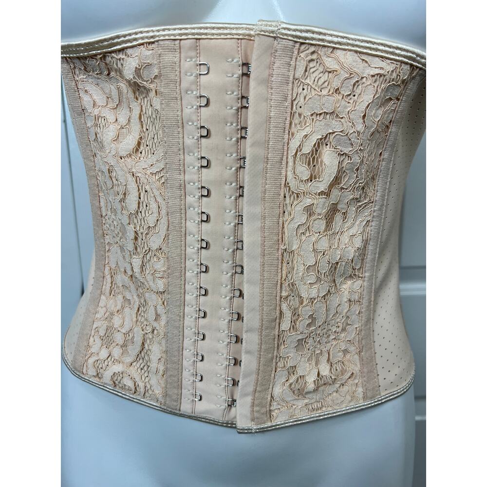 Feelingirl Latex Waist Cincher Corset Cream Size Medium
